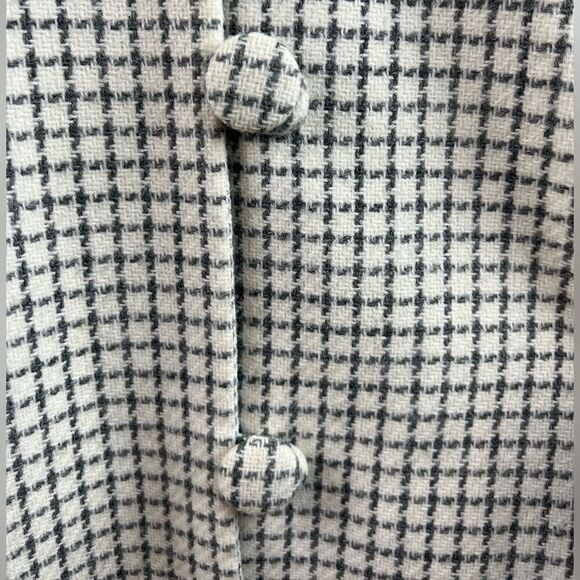 Vintage 60s Wool Plaid Checkered Dress Overcoat Button Front Full Sleeves Lined - Picture 6 of 10